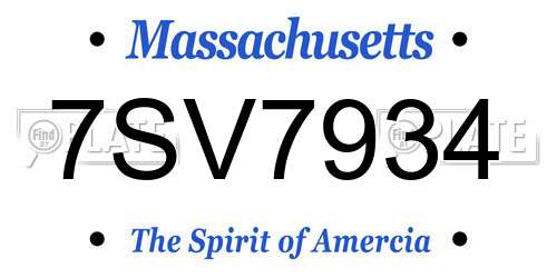 7SV7934 Massachusetts License Plate