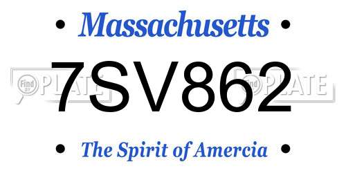 7SV862 Massachusetts License Plate