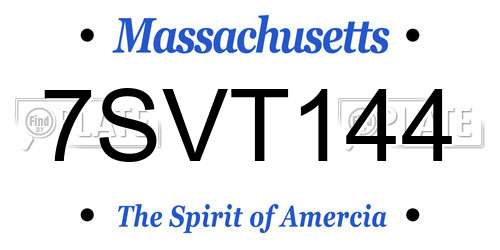 7SVT144 Massachusetts License Plate