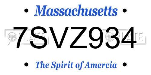 7SVZ934 Massachusetts License Plate