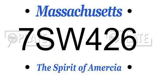 7SW426 Massachusetts License Plate