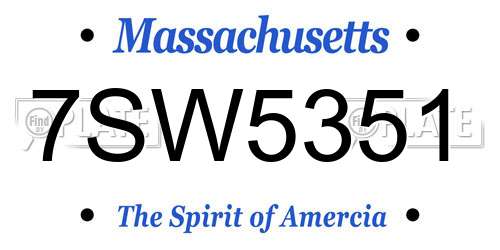 7SW5351 Massachusetts License Plate