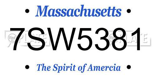 7SW5381 Massachusetts License Plate