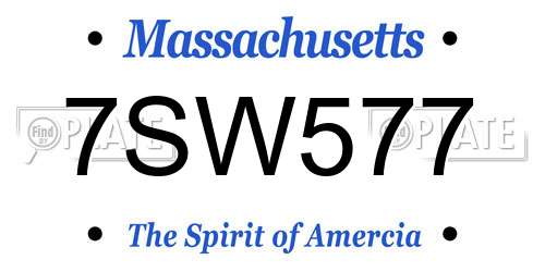 7SW577 Massachusetts License Plate