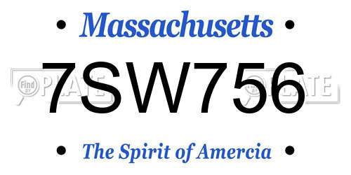 7SW756 Massachusetts License Plate