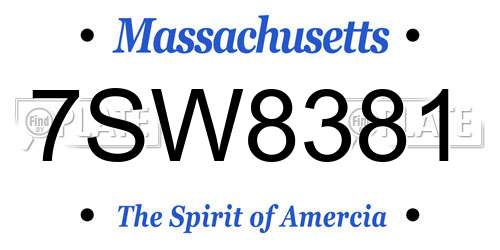 7SW8381 Massachusetts License Plate