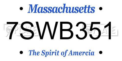 7SWB351 Massachusetts License Plate