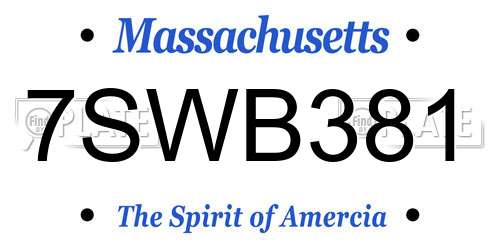 7SWB381 Massachusetts License Plate