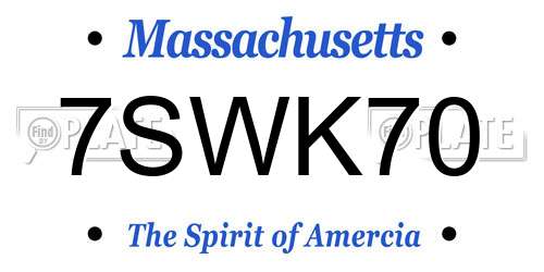 7SWK70 Massachusetts License Plate
