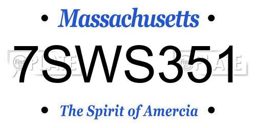 7SWS351 Massachusetts License Plate