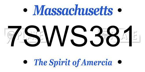 7SWS381 Massachusetts License Plate