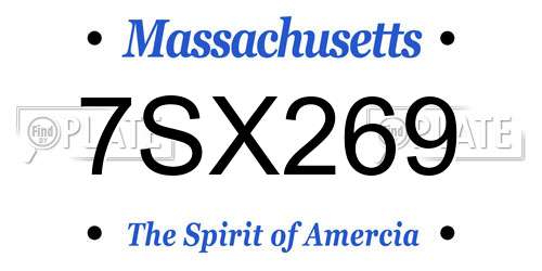 7SX269 Massachusetts License Plate