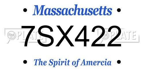 7SX422 Massachusetts License Plate