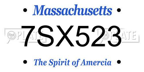 7SX523 Massachusetts License Plate