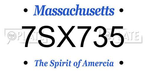 7SX735 Massachusetts License Plate