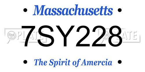 7SY228 Massachusetts License Plate
