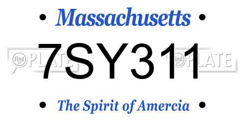 7SY311 Massachusetts License Plate