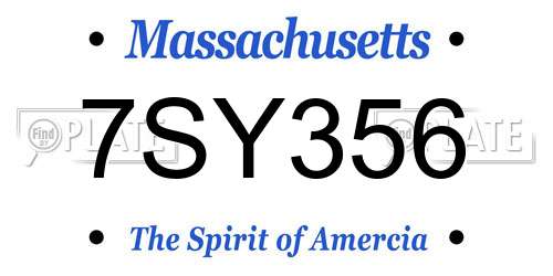 7SY356 Massachusetts License Plate