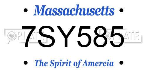 7SY585 Massachusetts License Plate