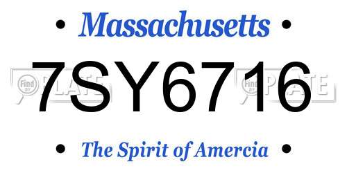 7SY6716 Massachusetts License Plate