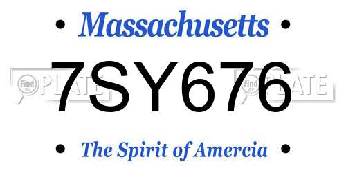 7SY676 Massachusetts License Plate