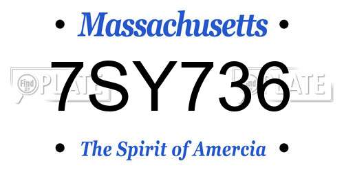 7SY736 Massachusetts License Plate