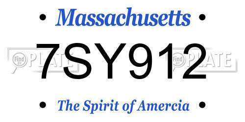 7SY912 Massachusetts License Plate