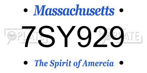 7SY929 Massachusetts License Plate