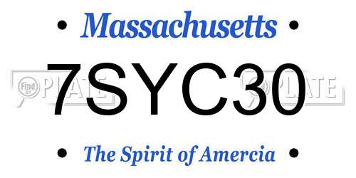 7SYC30 Massachusetts License Plate