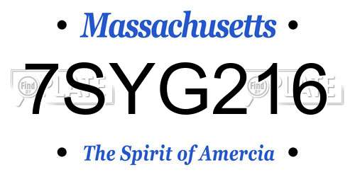 7SYG216 Massachusetts License Plate