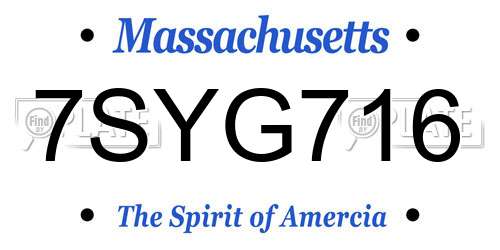 7SYG716 Massachusetts License Plate