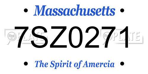 7SZ0271 Massachusetts License Plate