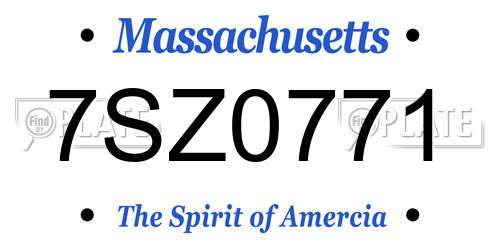 7SZ0771 Massachusetts License Plate