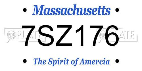 7SZ176 Massachusetts License Plate