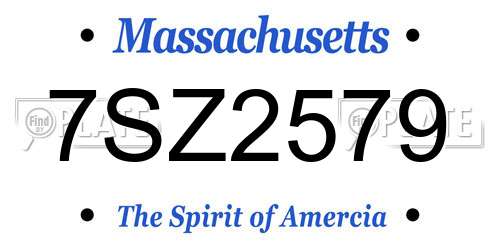 7SZ2579 Massachusetts License Plate