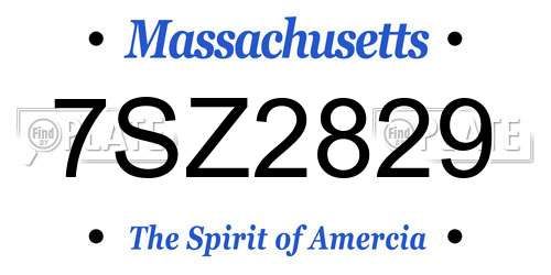 7SZ2829 Massachusetts License Plate