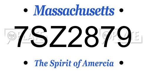 7SZ2879 Massachusetts License Plate