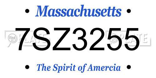 7SZ3255 Massachusetts License Plate