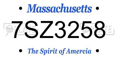 7SZ3258 Massachusetts License Plate