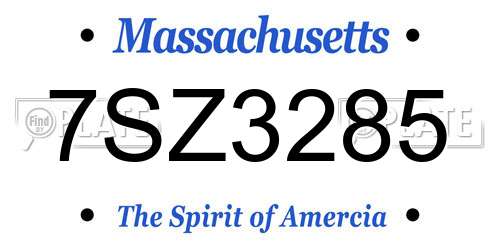 7SZ3285 Massachusetts License Plate