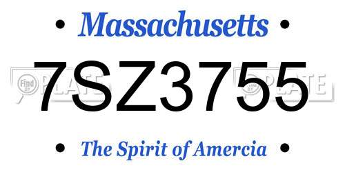 7SZ3755 Massachusetts License Plate