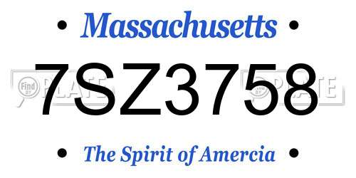 7SZ3758 Massachusetts License Plate