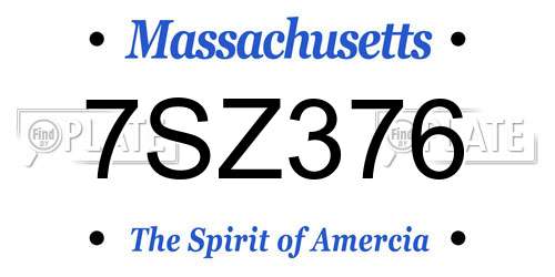7SZ376 Massachusetts License Plate