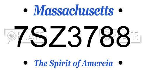 7SZ3788 Massachusetts License Plate