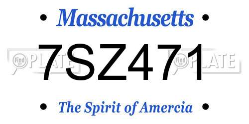 7SZ471 Massachusetts License Plate