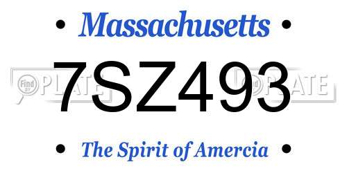 7SZ493 Massachusetts License Plate