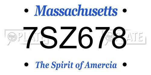 7SZ678 Massachusetts License Plate