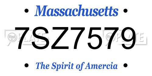 7SZ7579 Massachusetts License Plate