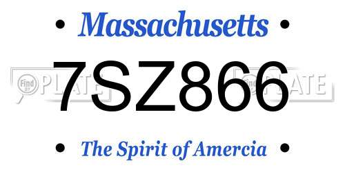 7SZ866 Massachusetts License Plate