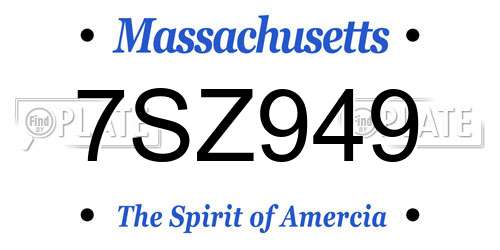 7SZ949 Massachusetts License Plate